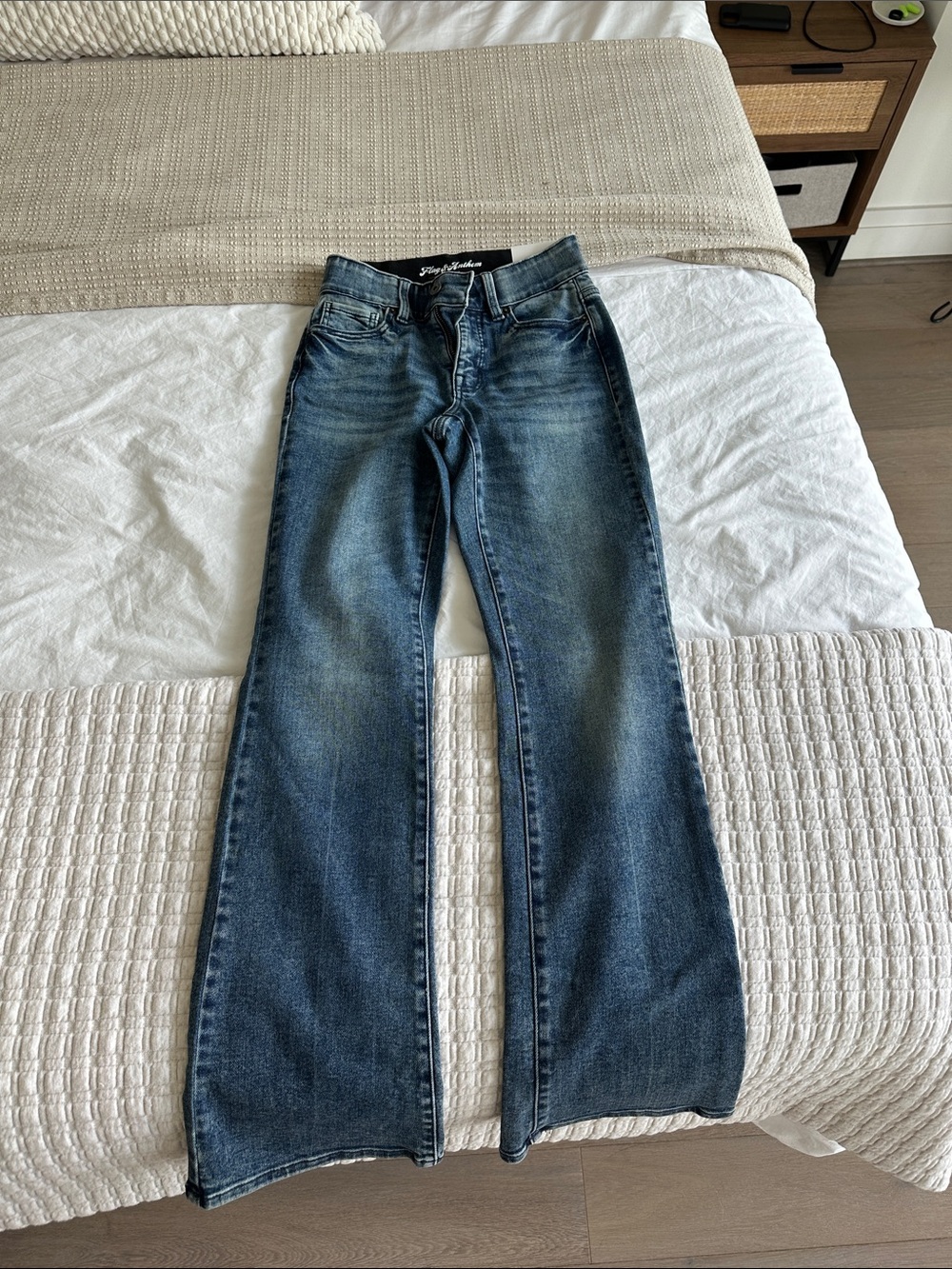 High-Rise Flare Jeans in Washed Blue by Lucky Brand